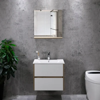 Armário de banheiro moderno mais barato de tamanho pequeno Vaidade de banheiro em melamina