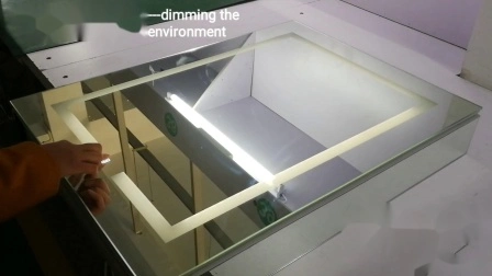 Armário de medicina de espelho sem moldura de montagem em superfície para decoração de casa com desembaçador de sensor de toque