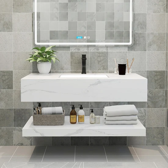 Bacia de lavabo de mármore grande vaidade superfície sólida banheiro parede pendurada pedra artificial china vaidade topos pia